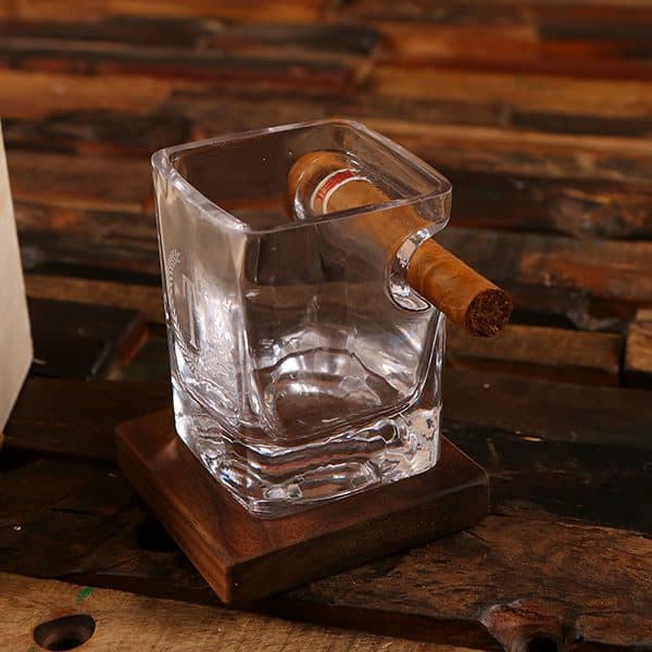 Whiskey Glass personalized + Cigar Holder / Verre à whisky
