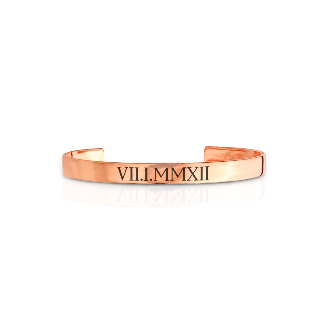 Men's Copper store Bracelet, Roman Numeral anniversary Gift, VII, XXII